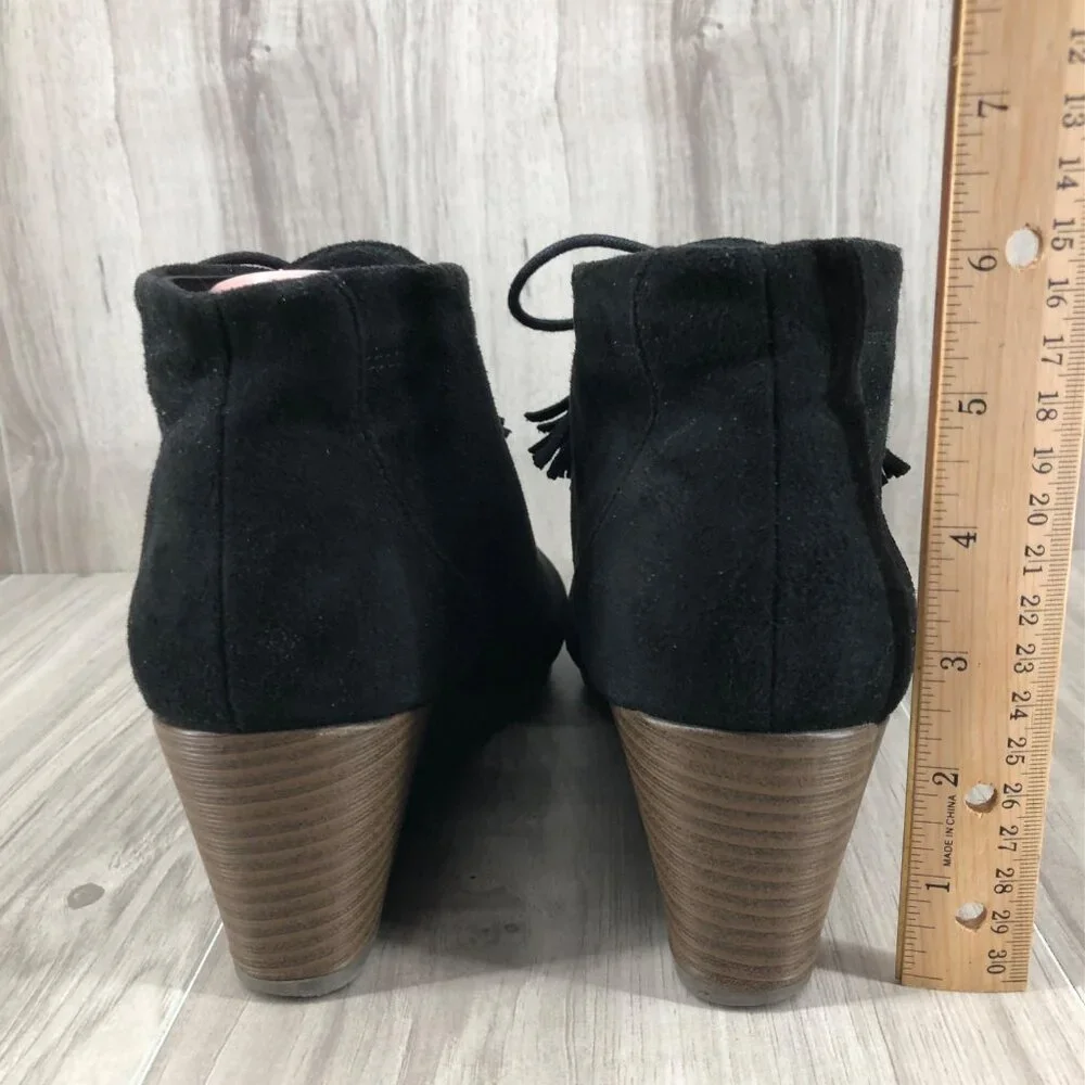 Dr Scholls Wedge Ankle Boots Womens 10M Kennedy Black Lace Up Booties